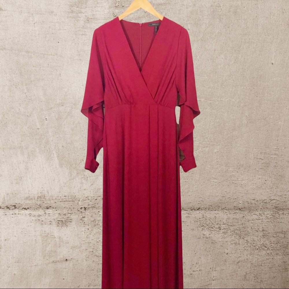 BCBGMaxazria red long sleeve maxi dress size 4